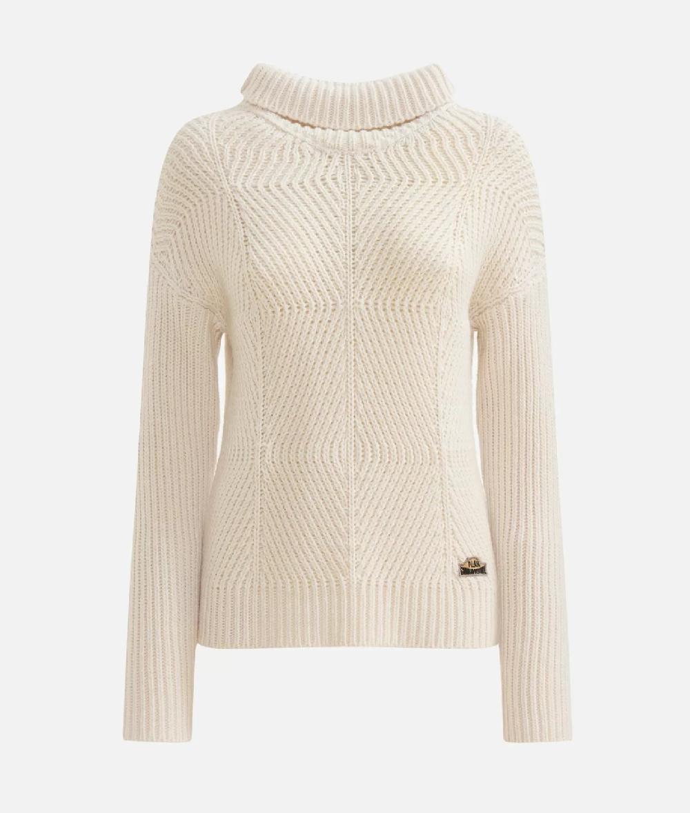 Alviero martini 1a classe Maglia a collo alto in filato misto lana vergine con patch Donnavventura Naturale Online