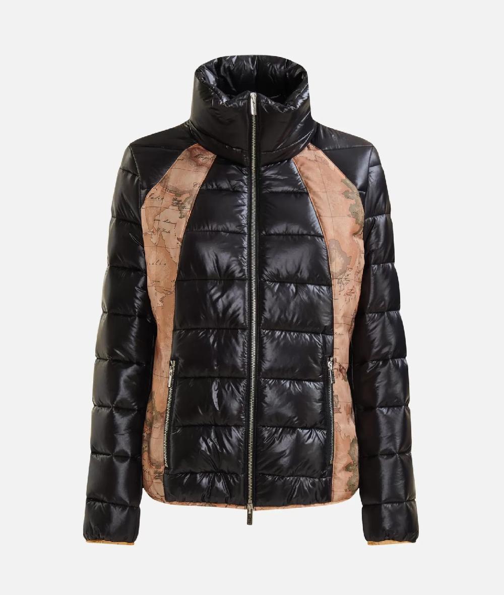 Alviero martini 1a classe Piumino corto in nylon leggero lucido con inserti Geo Classic Nero Outlet
