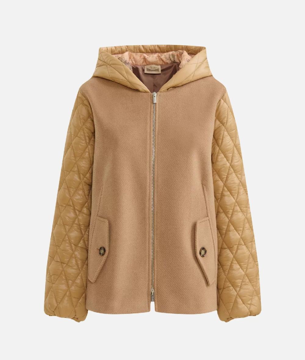 Alviero martini 1a classe Giubbino bimaterico in panno diagonale e nylon imbottito Cammello Saldi