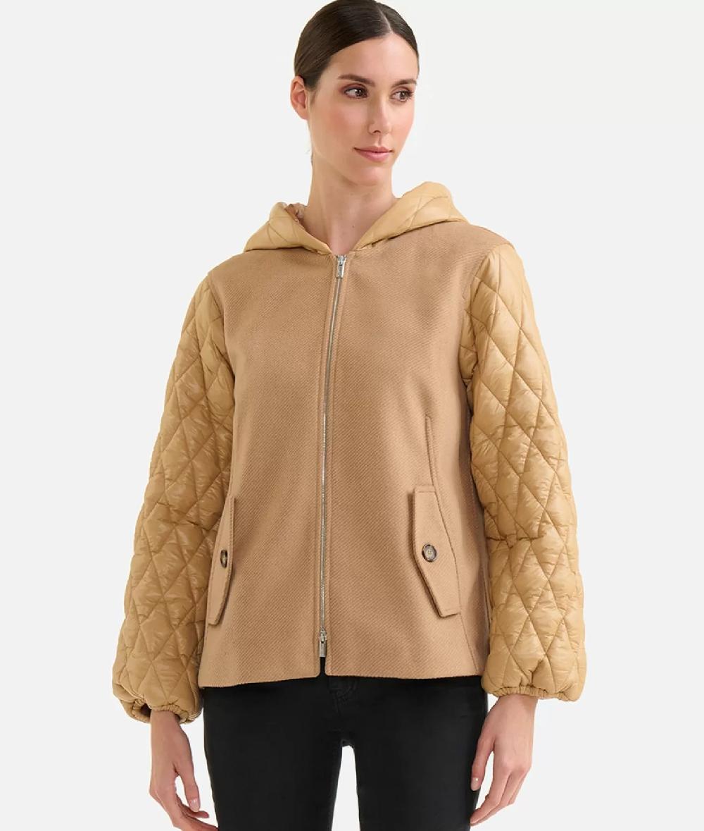 Alviero martini 1a classe Giubbino bimaterico in panno diagonale e nylon imbottito Cammello Saldi