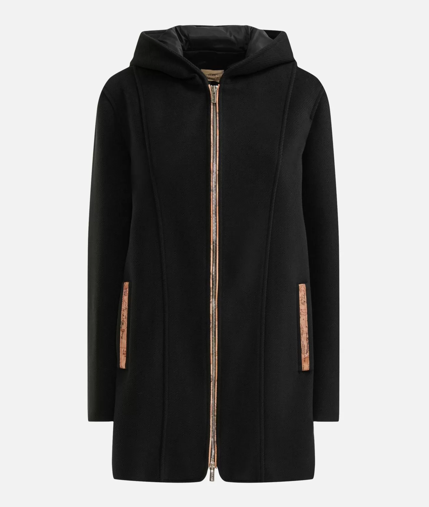 Alviero martini 1a classe Cappotto midi in panno diagonale con patch Donnavventura Nero Hotsell