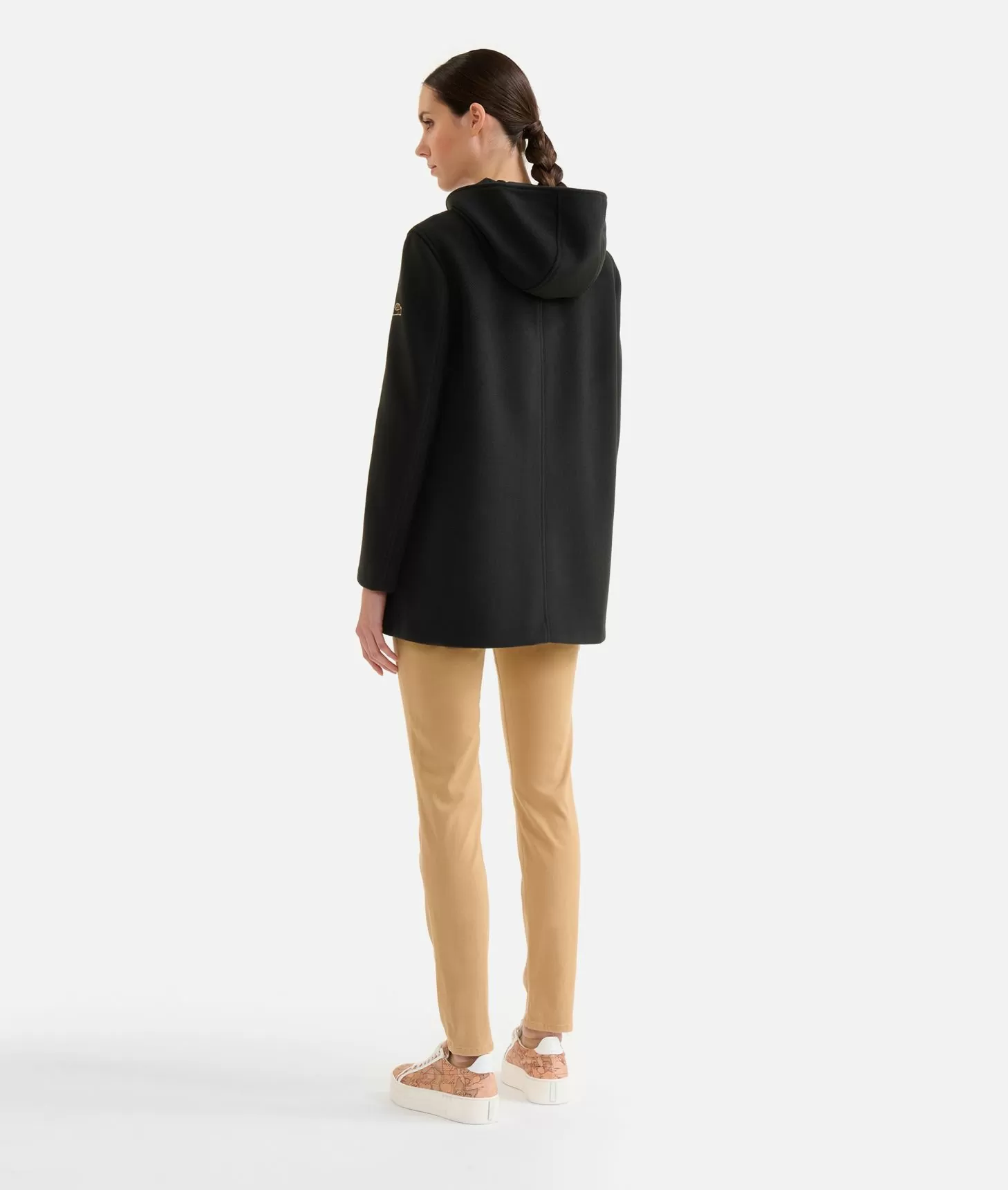 Alviero martini 1a classe Cappotto midi in panno diagonale con patch Donnavventura Nero Hotsell