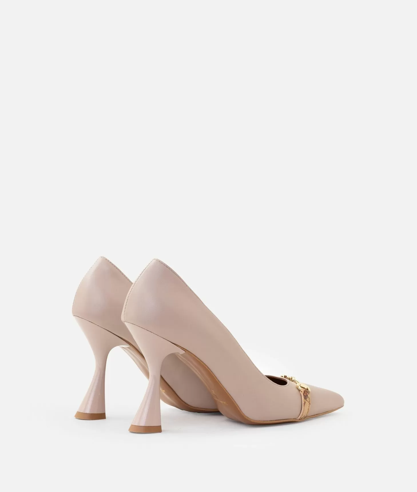 Alviero martini 1a classe Décolleté in nappa liscia con morsetto 1C Taupe Chiaro Saldi Di Fabbrica