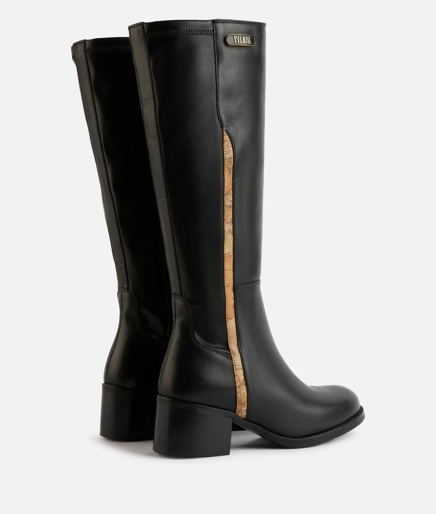 Alviero martini 1a classe Stivali in pelle liscia con placchetta logata 1ᴬ Classe Neri Promozione