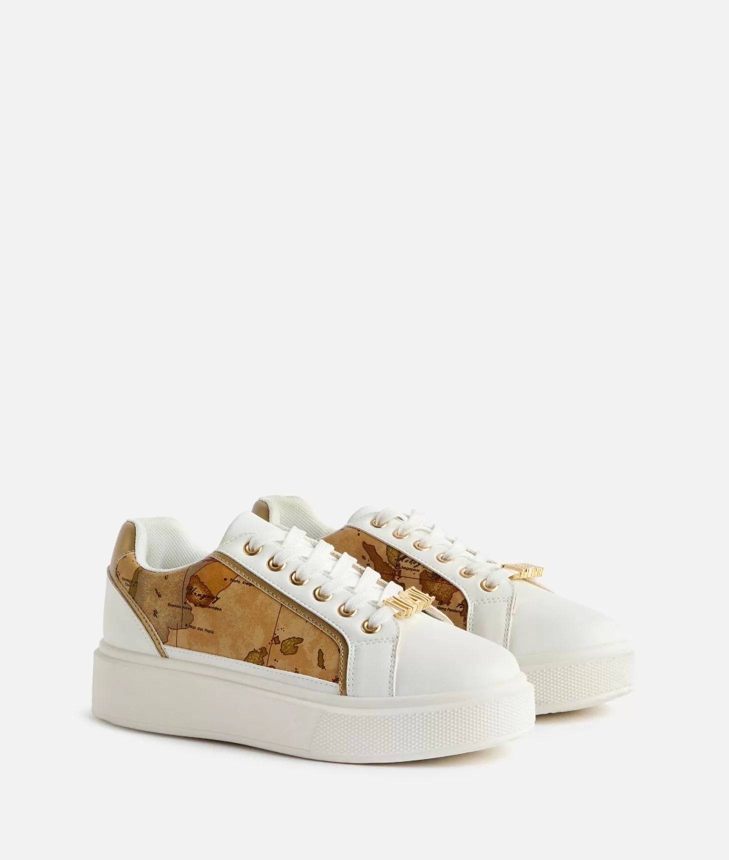 Alviero martini 1a classe Sneakers in eco nappa con passalaccio e inserti Geo Classic Bianche Fino Al -60%