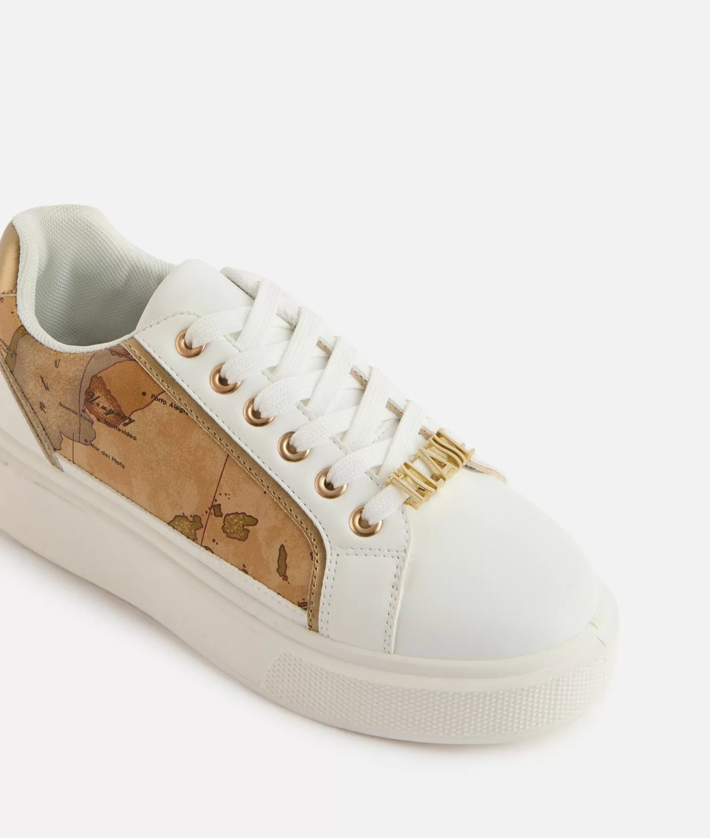 Alviero martini 1a classe Sneakers in eco nappa con passalaccio e inserti Geo Classic Bianche Fino Al -60%