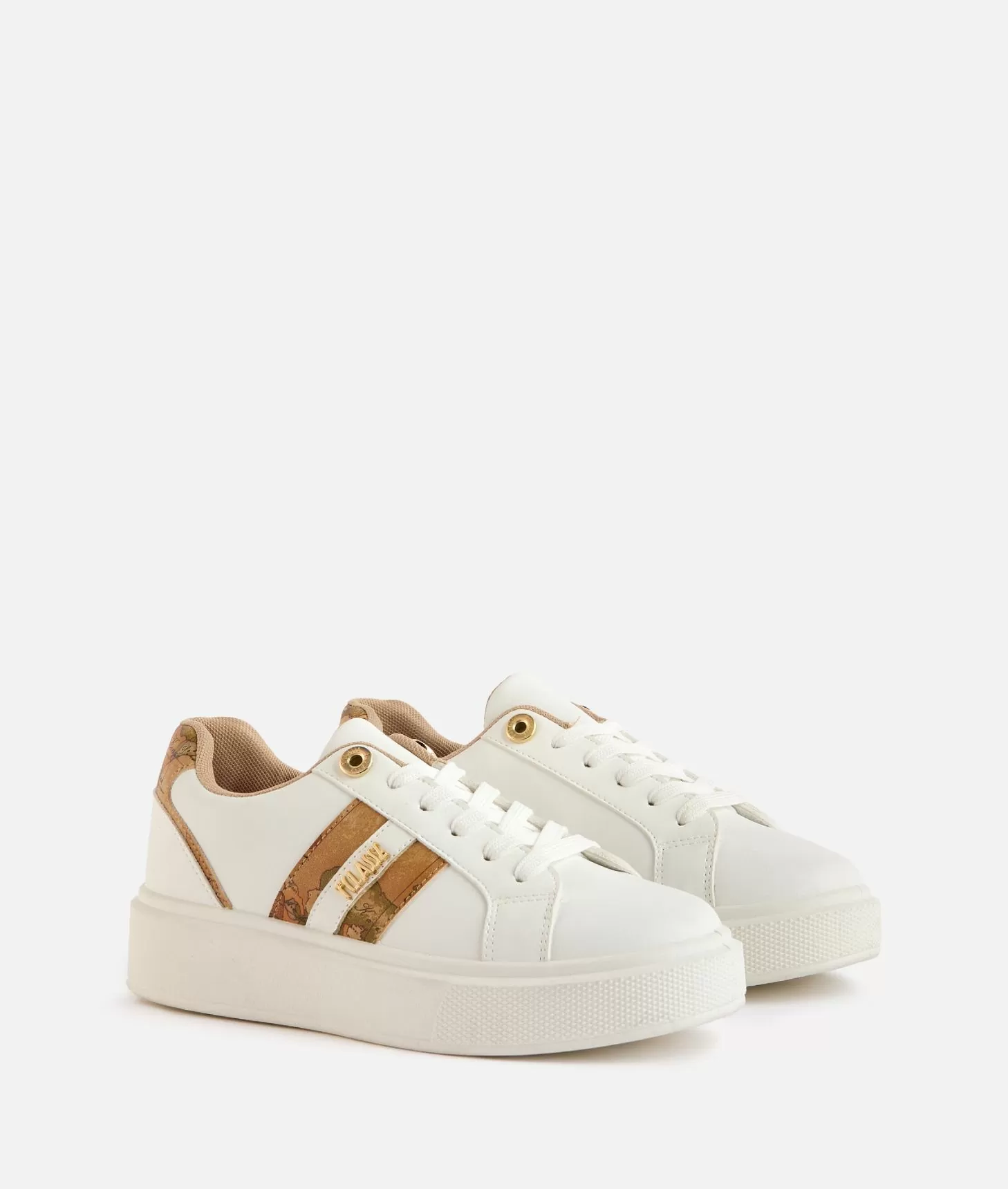 Alviero martini 1a classe Sneakers in eco nappa con logo e bande Geo Classic Bianche Affare Del Giorno