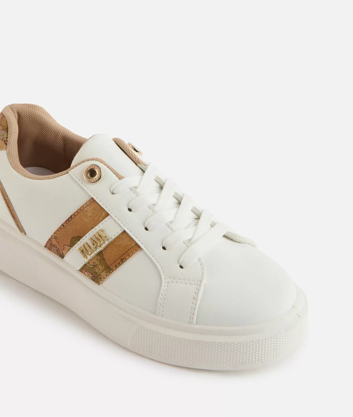 Alviero martini 1a classe Sneakers in eco nappa con logo e bande Geo Classic Bianche Affare Del Giorno