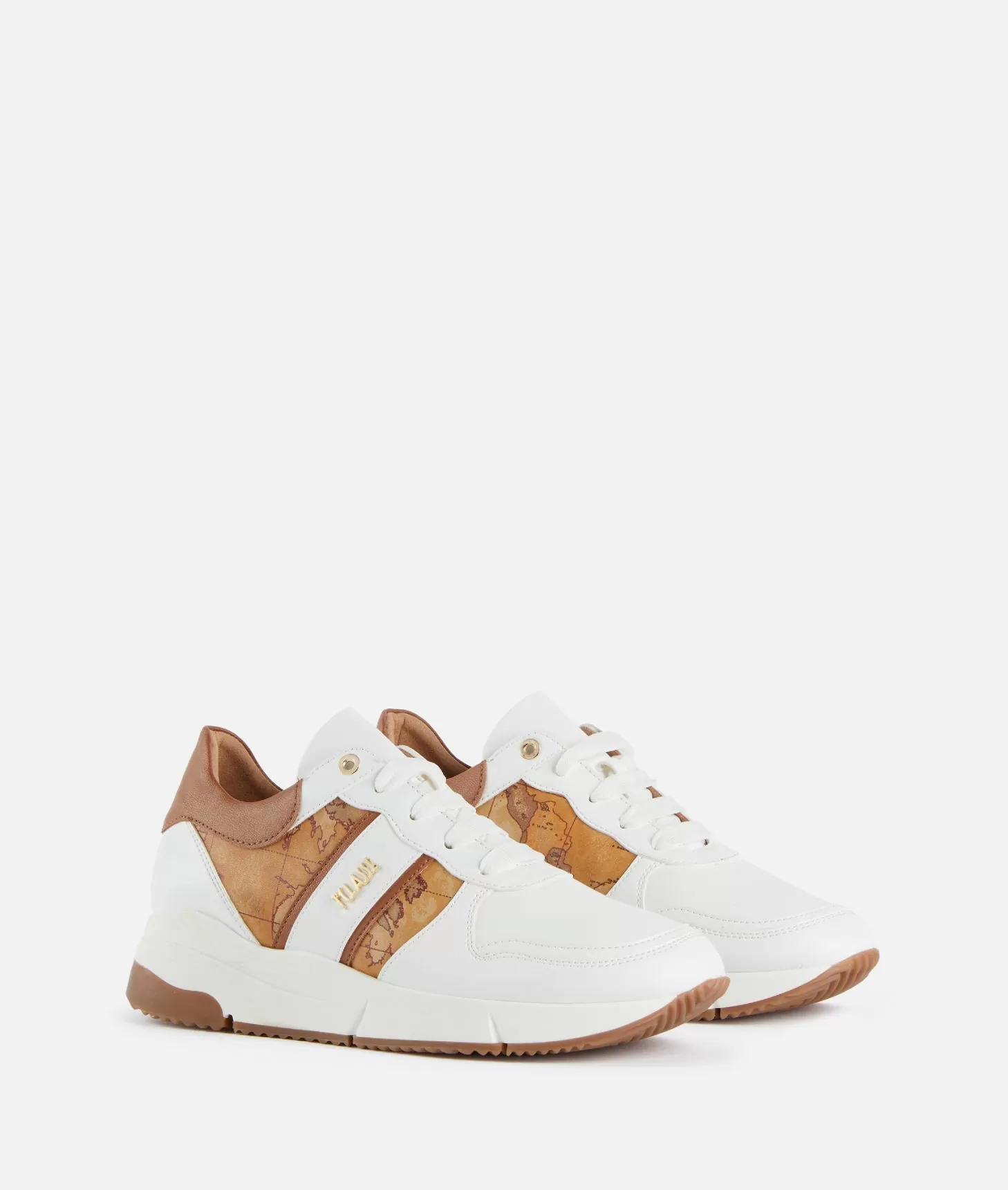 Alviero martini 1a classe Running in eco nappa con logo e dettagli Geo Classic Bianche Economico