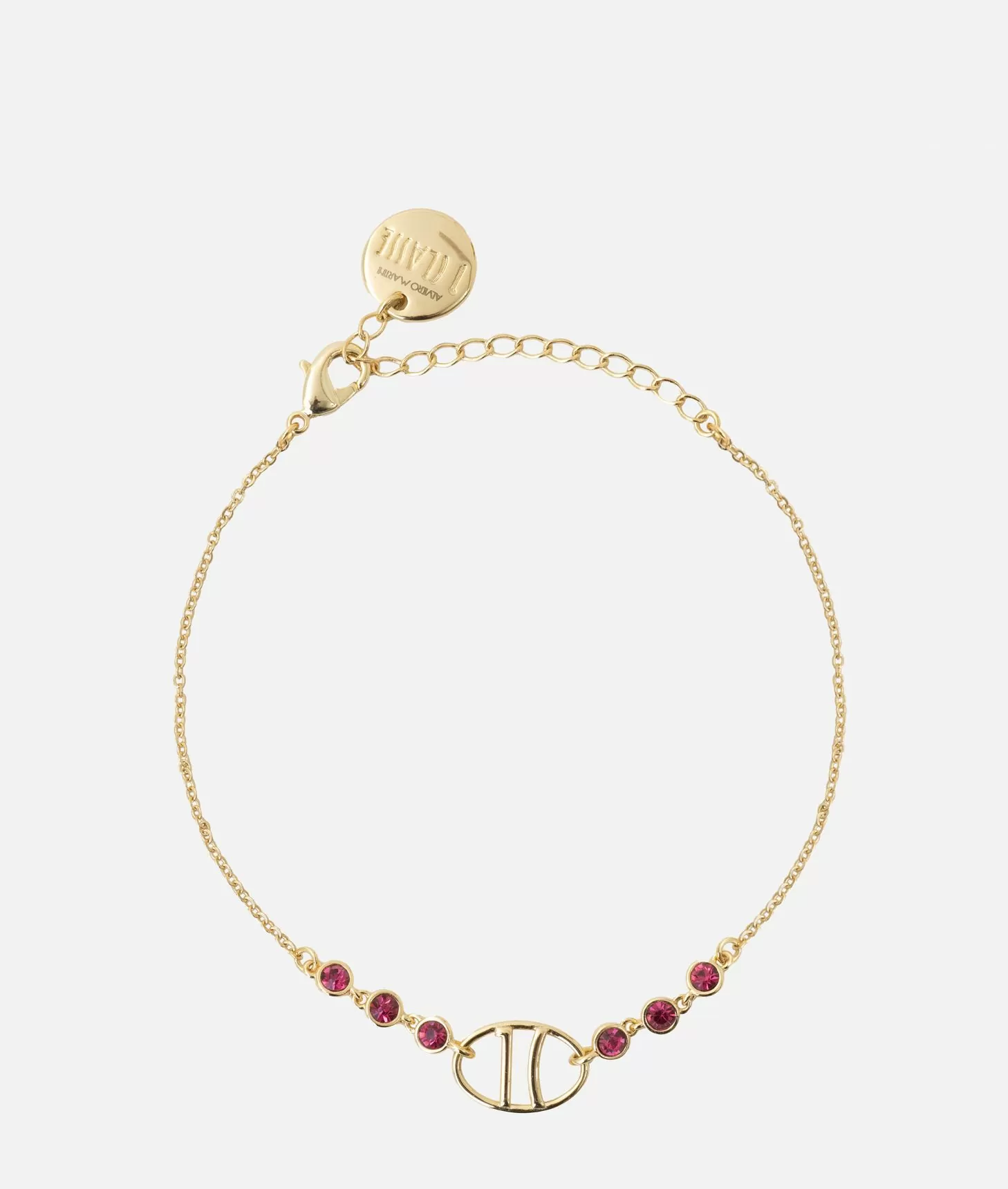 Alviero martini 1a classe Bracciale con logo 1C e pietre magenta Oro In Vendita