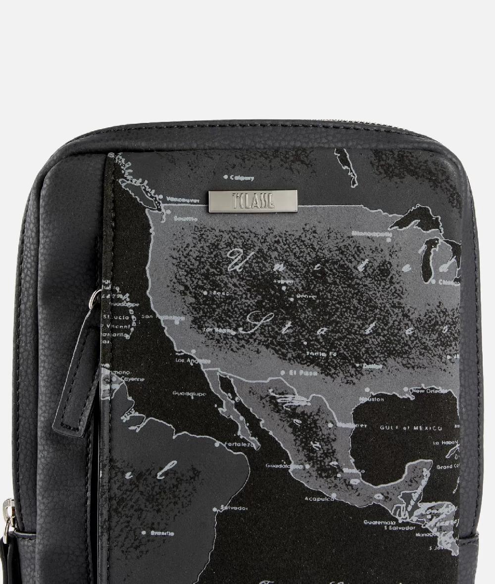 Alviero martini 1a classe Tracolla reporter in eco pelle granata con inserto Geo Night Nera Promozione