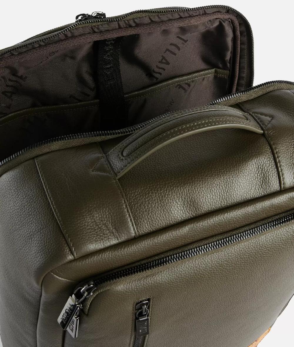 Alviero martini 1a classe Beta Leather zaino da viaggio tripla portabilità Verde Militare Negozi Online