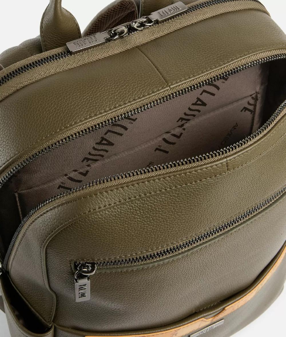 Alviero martini 1a classe Beta Leather zaino portacomputer Verde Militare Fino Al -60%