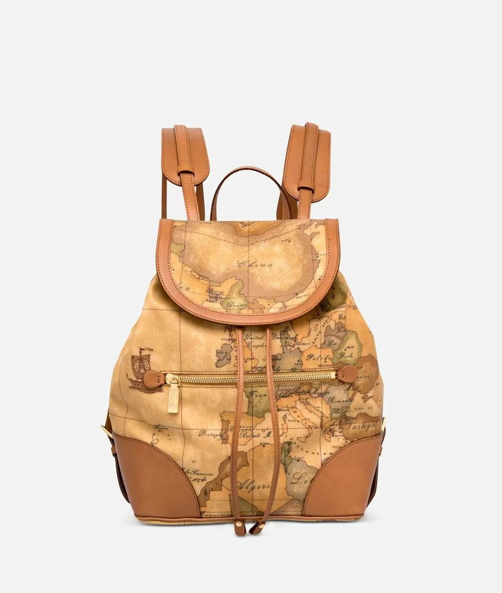 Alviero martini 1a classe Geo Classic Zaino con angoli in pelle Saldi Di Fabbrica