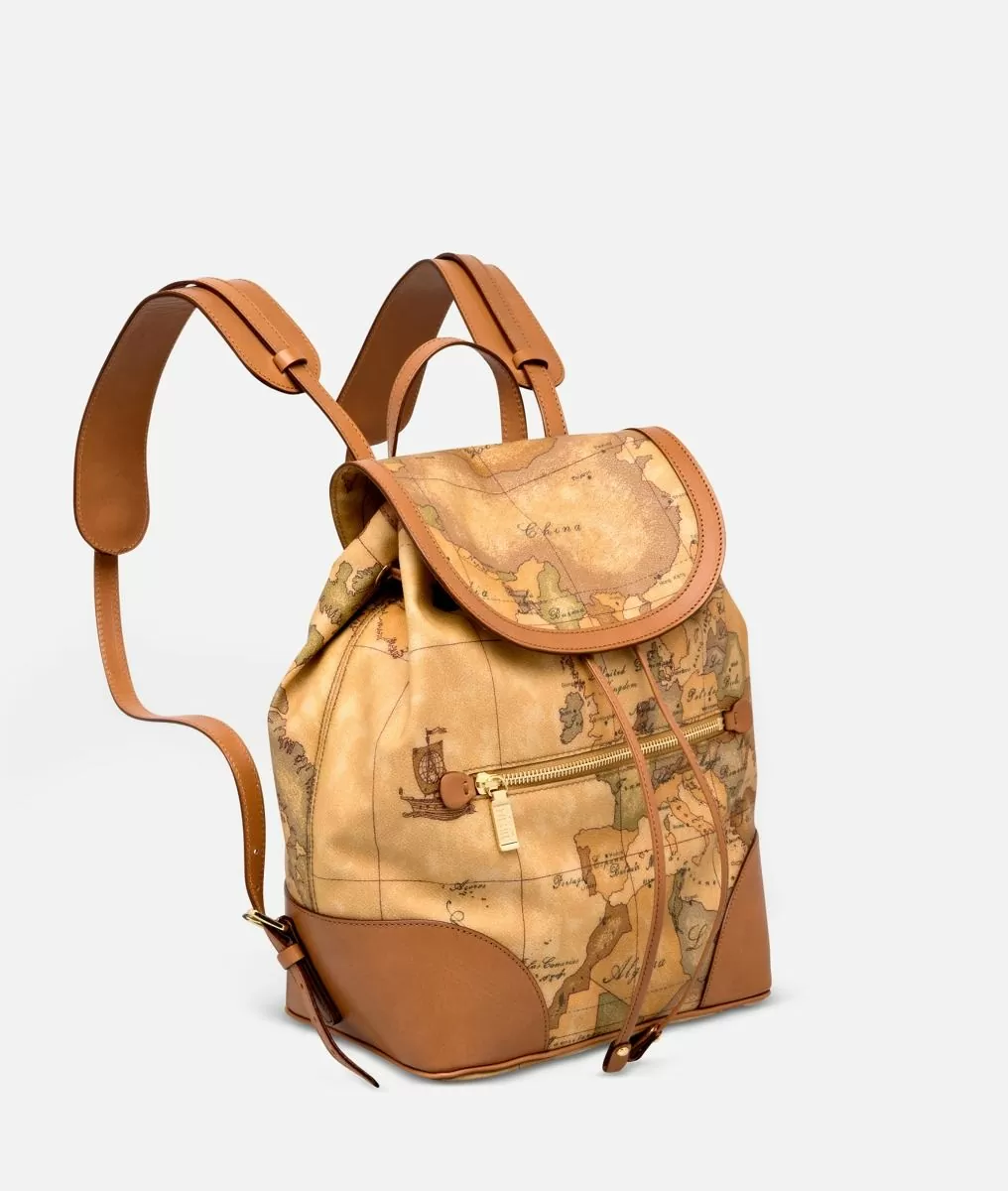 Alviero martini 1a classe Geo Classic Zaino con angoli in pelle Saldi Di Fabbrica