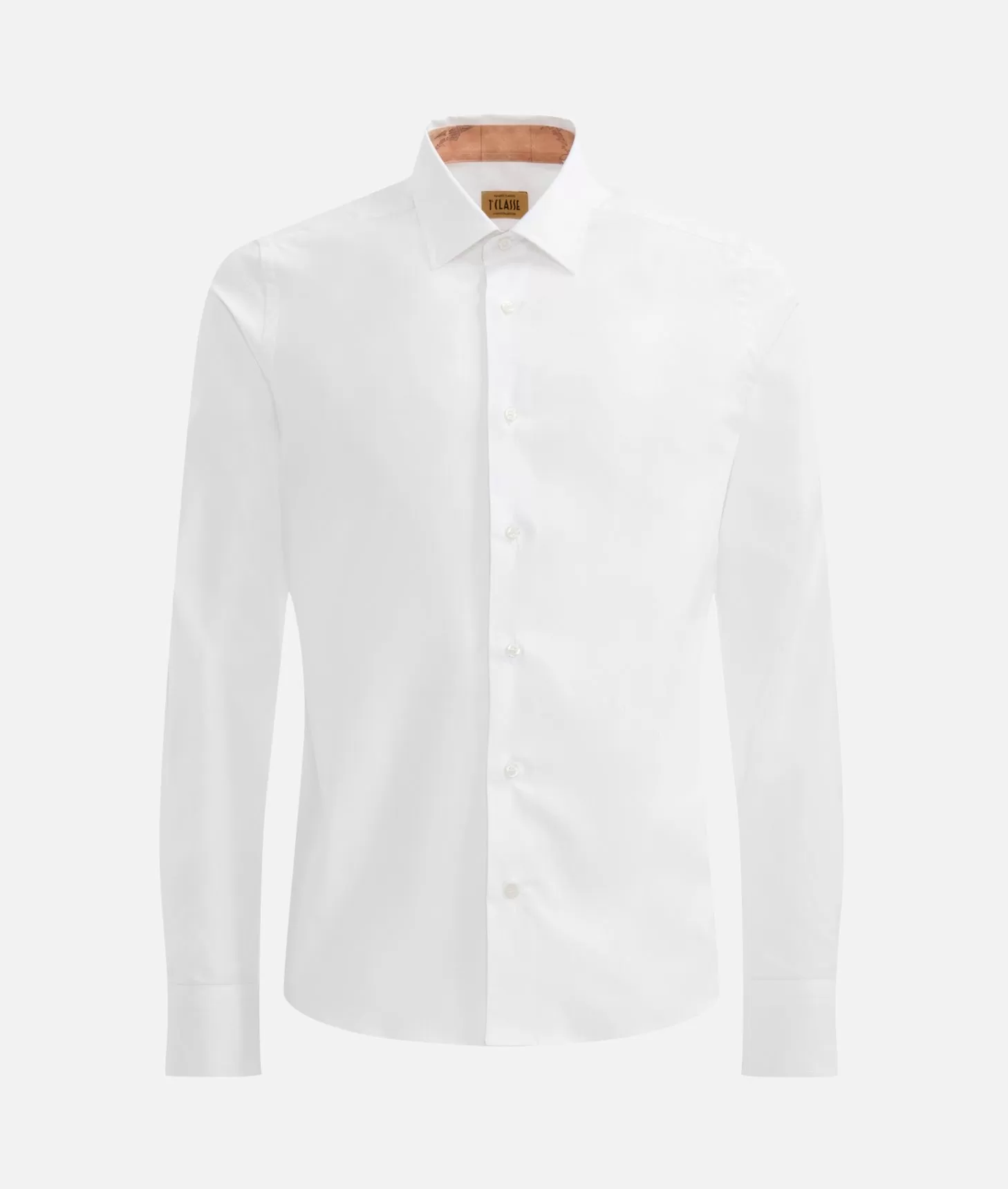 Alviero martini 1a classe Camicia super slim in cotone stretch con toppe Geo Classic Bianca Moda