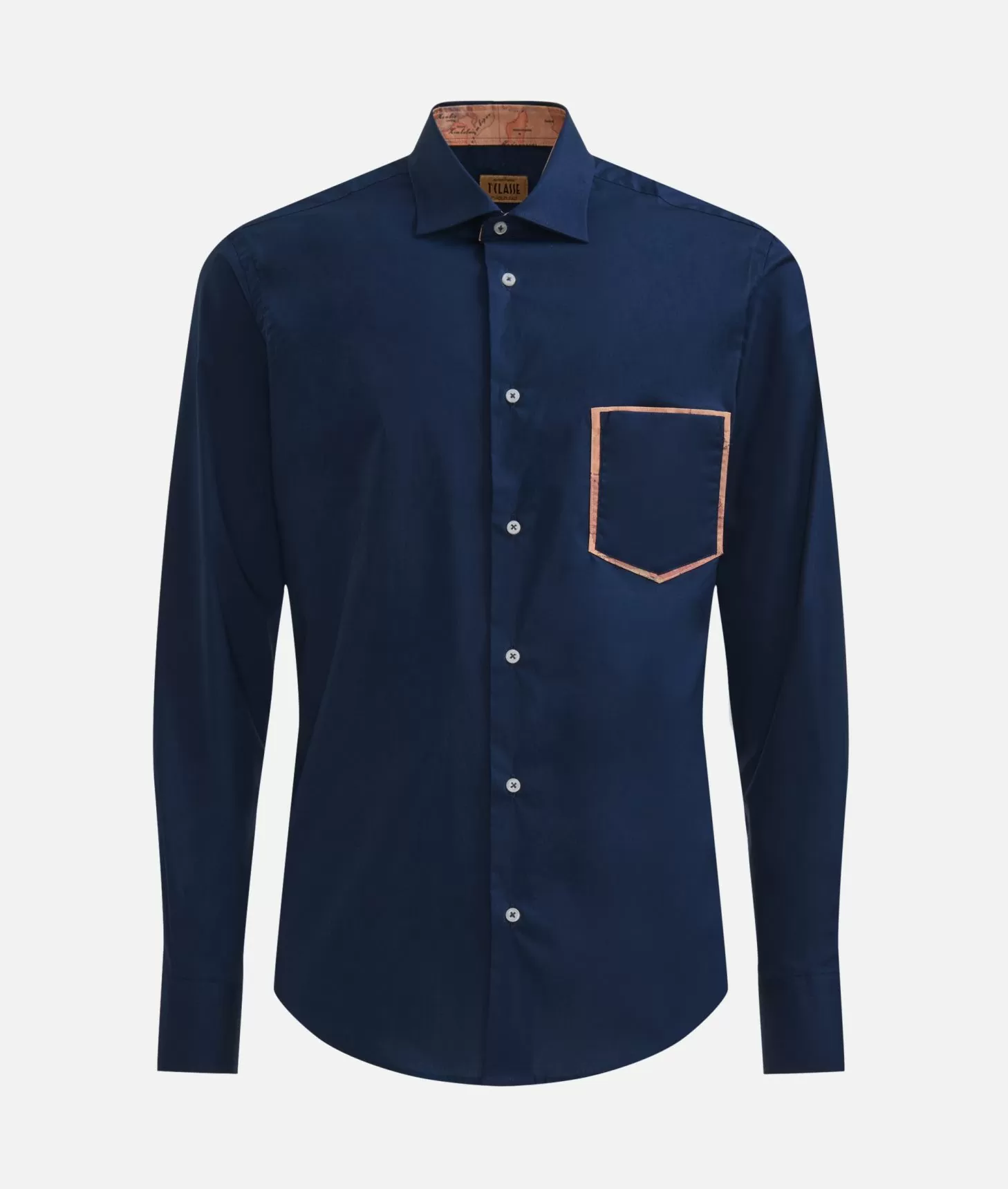 Alviero martini 1a classe Camicia slim in cotone stretch con dettaglio taschino Blu Navy In Linea