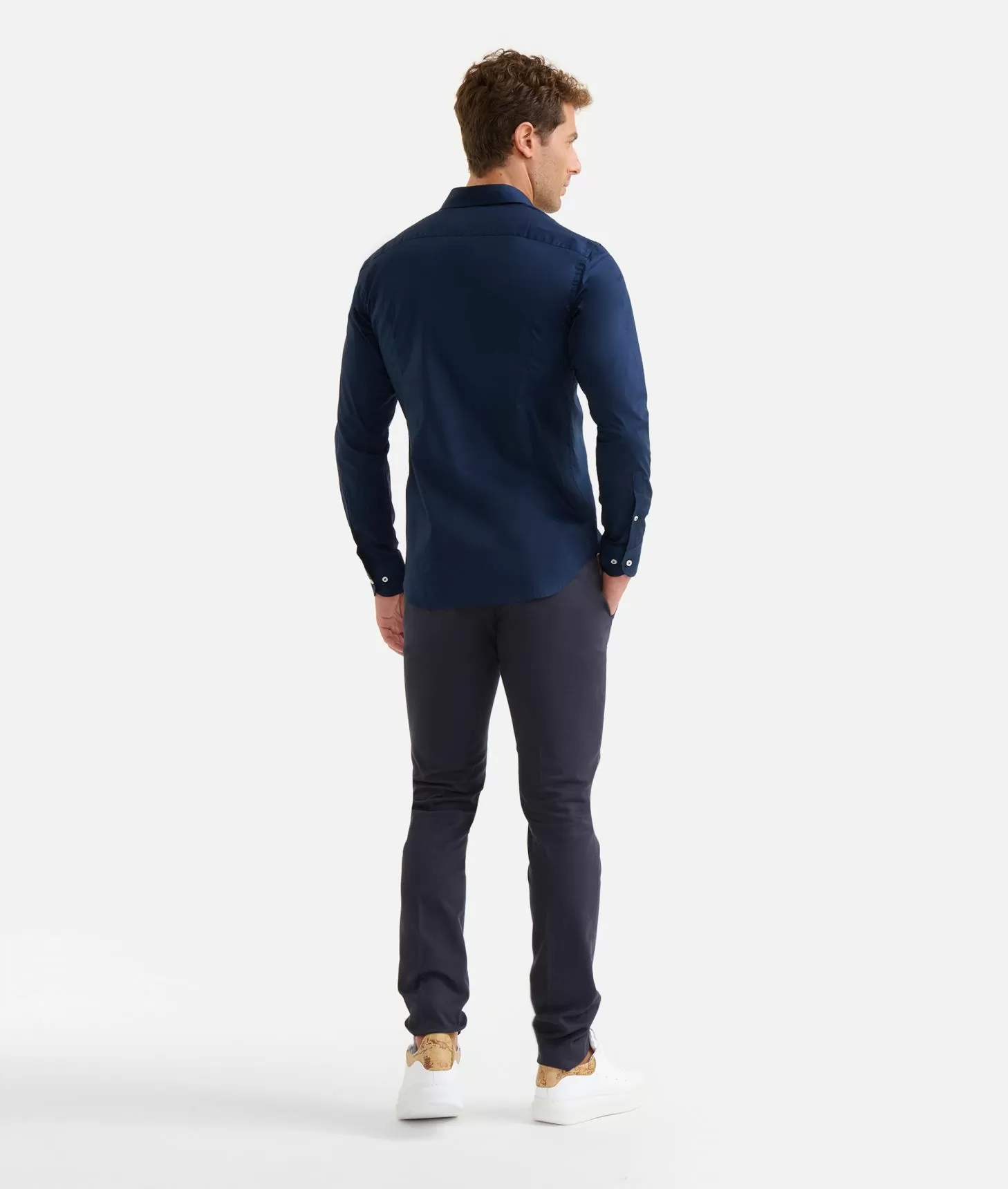 Alviero martini 1a classe Camicia slim in cotone stretch con dettaglio taschino Blu Navy In Linea