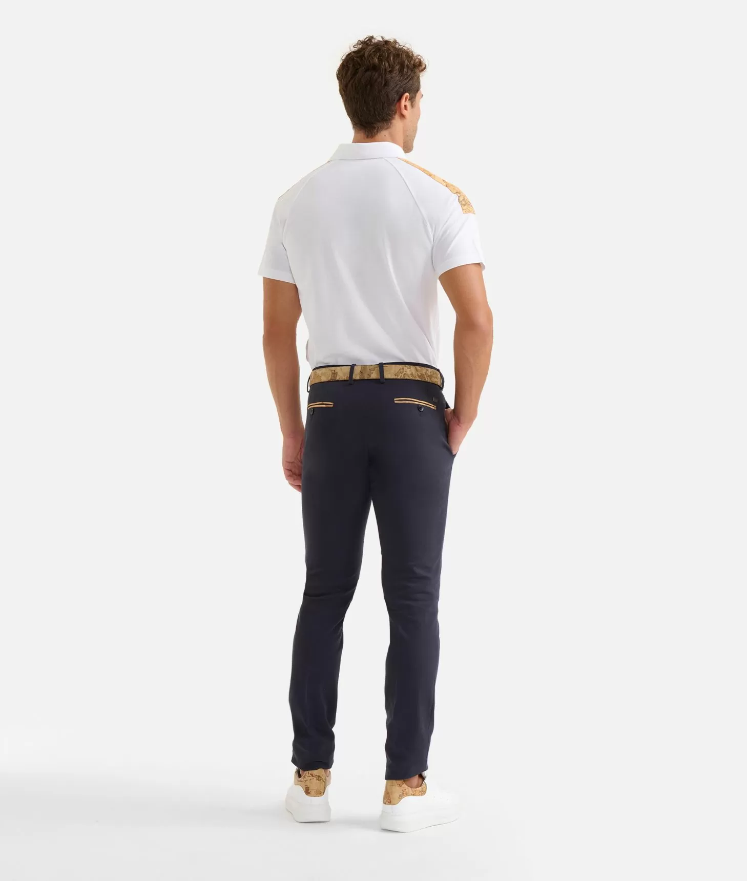 Alviero martini 1a classe Pantaloni super slim in cotone stretch Blu Navy Nuovo