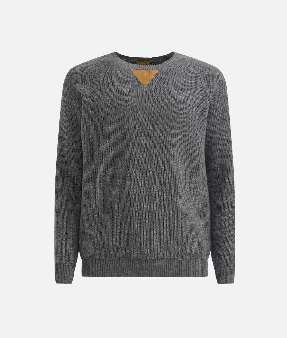 Alviero martini 1a classe Girocollo in filato misto lana con toppe Geo Classic Grigio Qualità