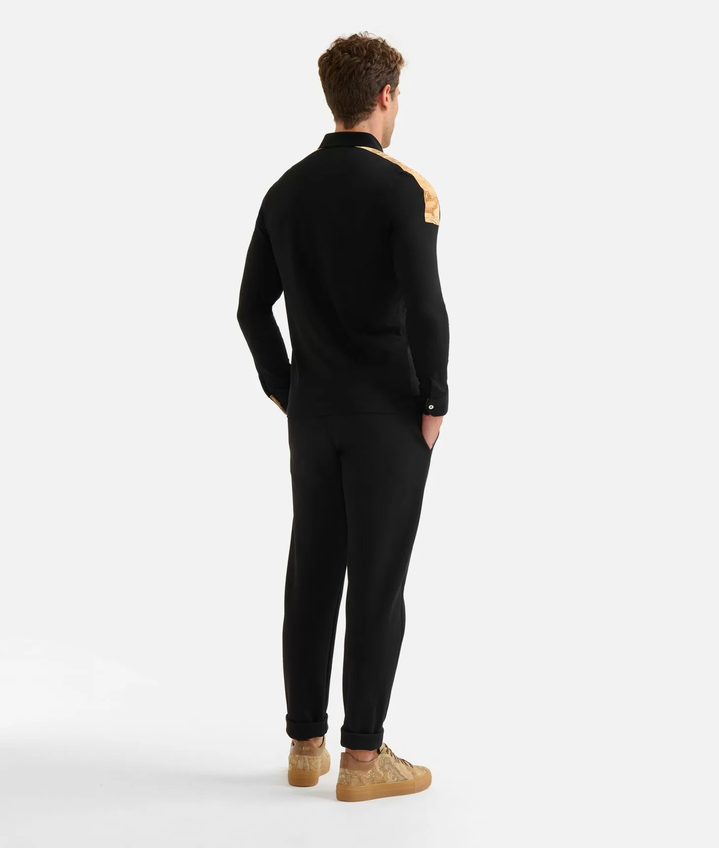 Alviero martini 1a classe Polo a maniche lunghe in cotone stretch Nera Negozi Online