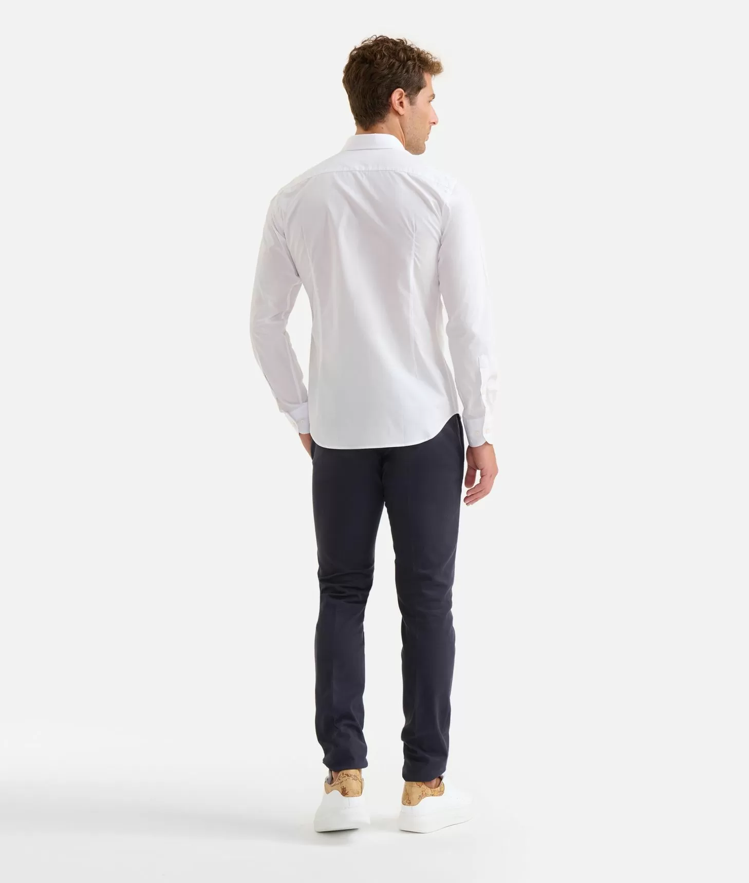 Alviero martini 1a classe Camicia slim in cotone con dettaglio tasca Bianca Sottocosto
