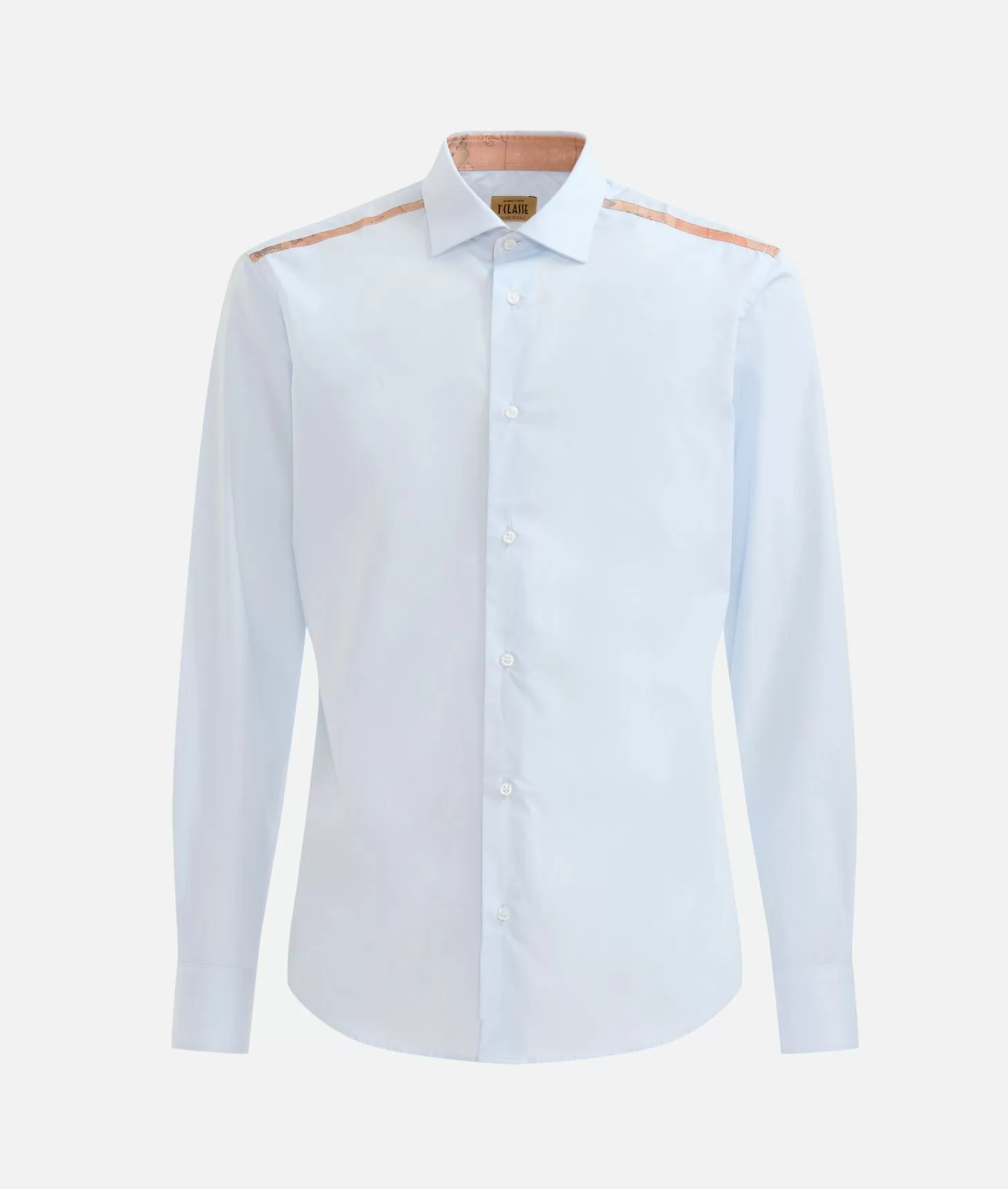 Alviero martini 1a classe Camicia slim in cotone con dettaglio spalle Azzurro Polvere Presa