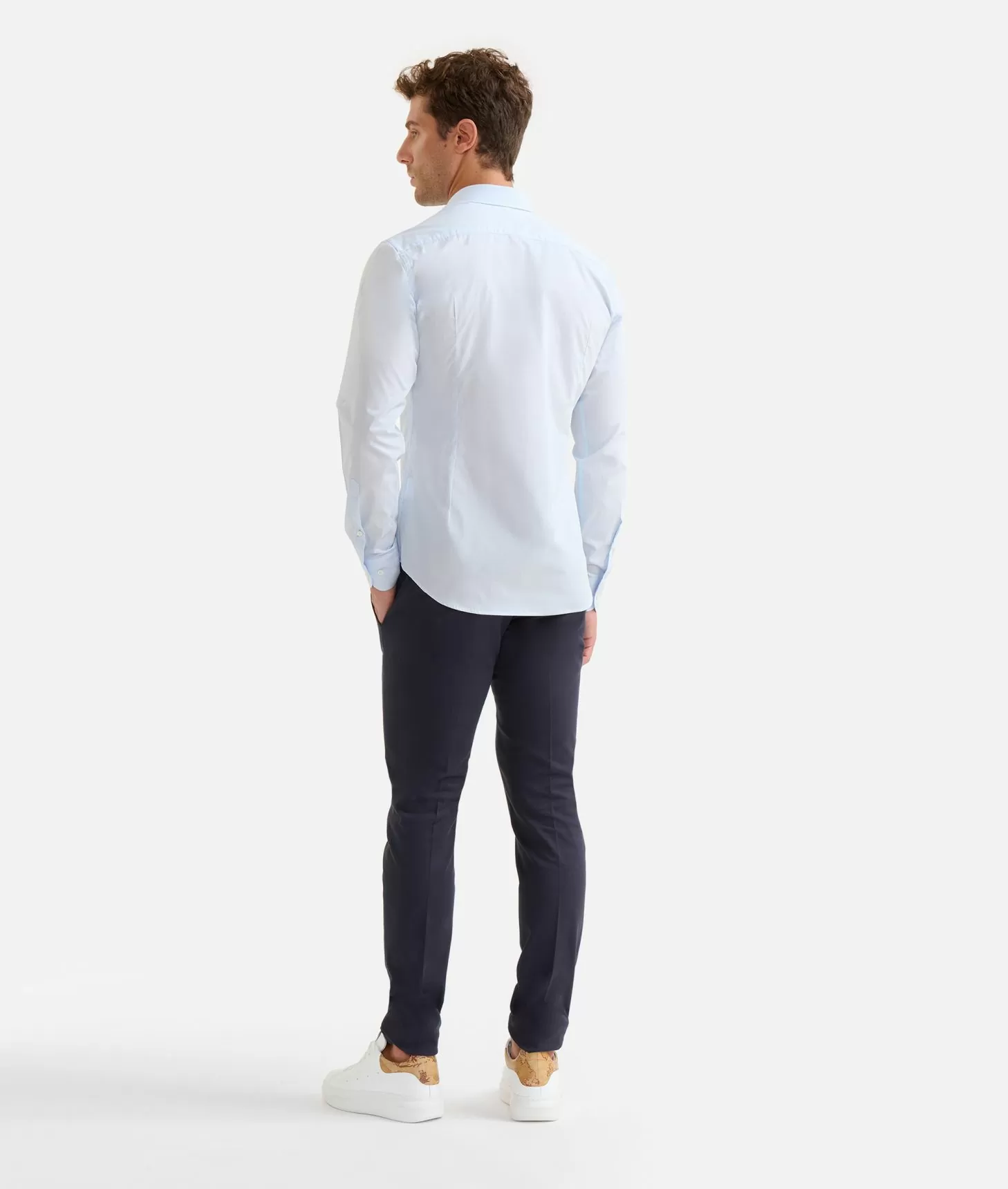 Alviero martini 1a classe Camicia slim in cotone con dettaglio spalle Azzurro Polvere Presa