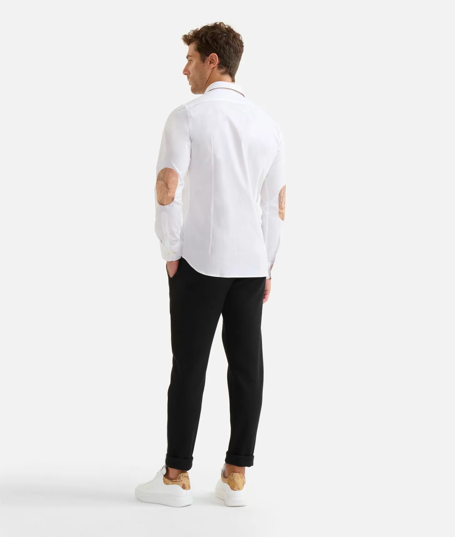 Alviero martini 1a classe Camicia slim in cotone stretch con toppe Geo Classic Bianca Sconto