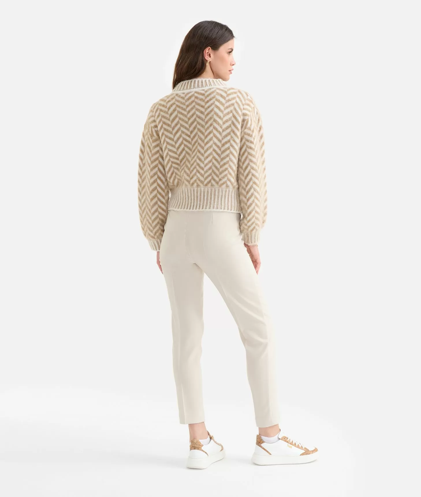 Alviero martini 1a classe Maglia in filato di lana e viscosa con motivo spinato Cammello Qualità
