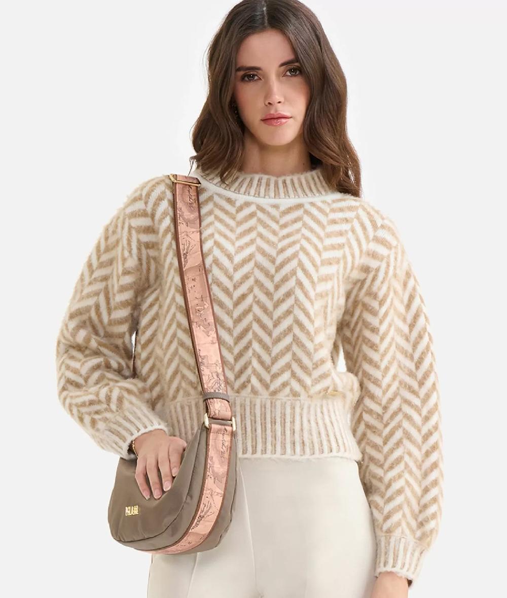 Alviero martini 1a classe Maglia in filato di lana e viscosa con motivo spinato Cammello Qualità