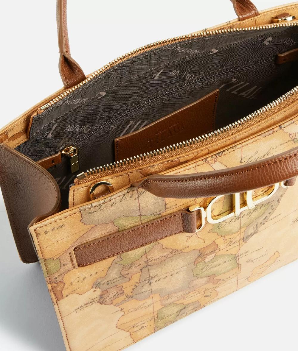 Alviero martini 1a classe 3D Geo borsa a mano con tracolla Castagna Spedizione Gratuita