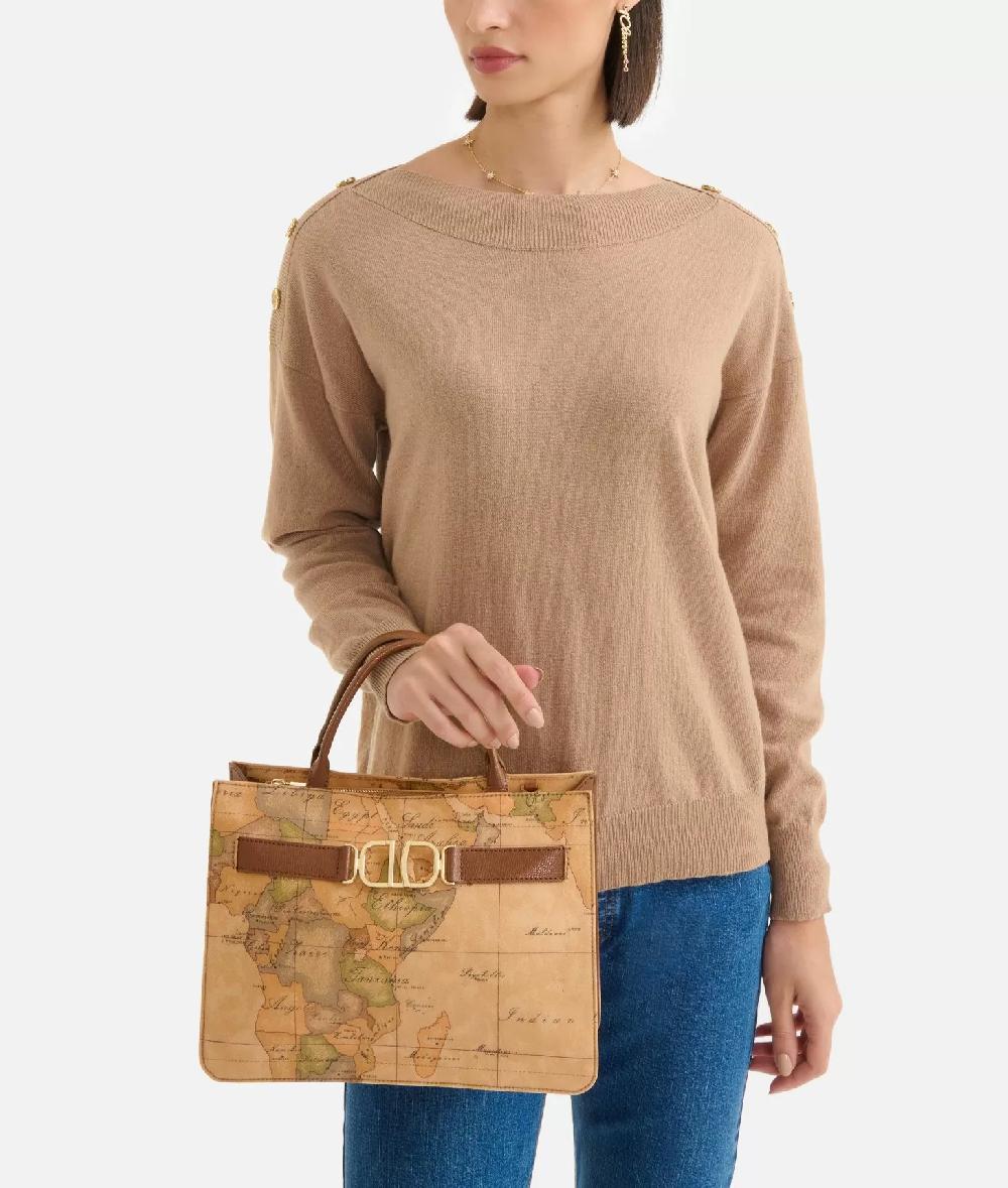 Alviero martini 1a classe 3D Geo borsa a mano con tracolla Castagna Spedizione Gratuita
