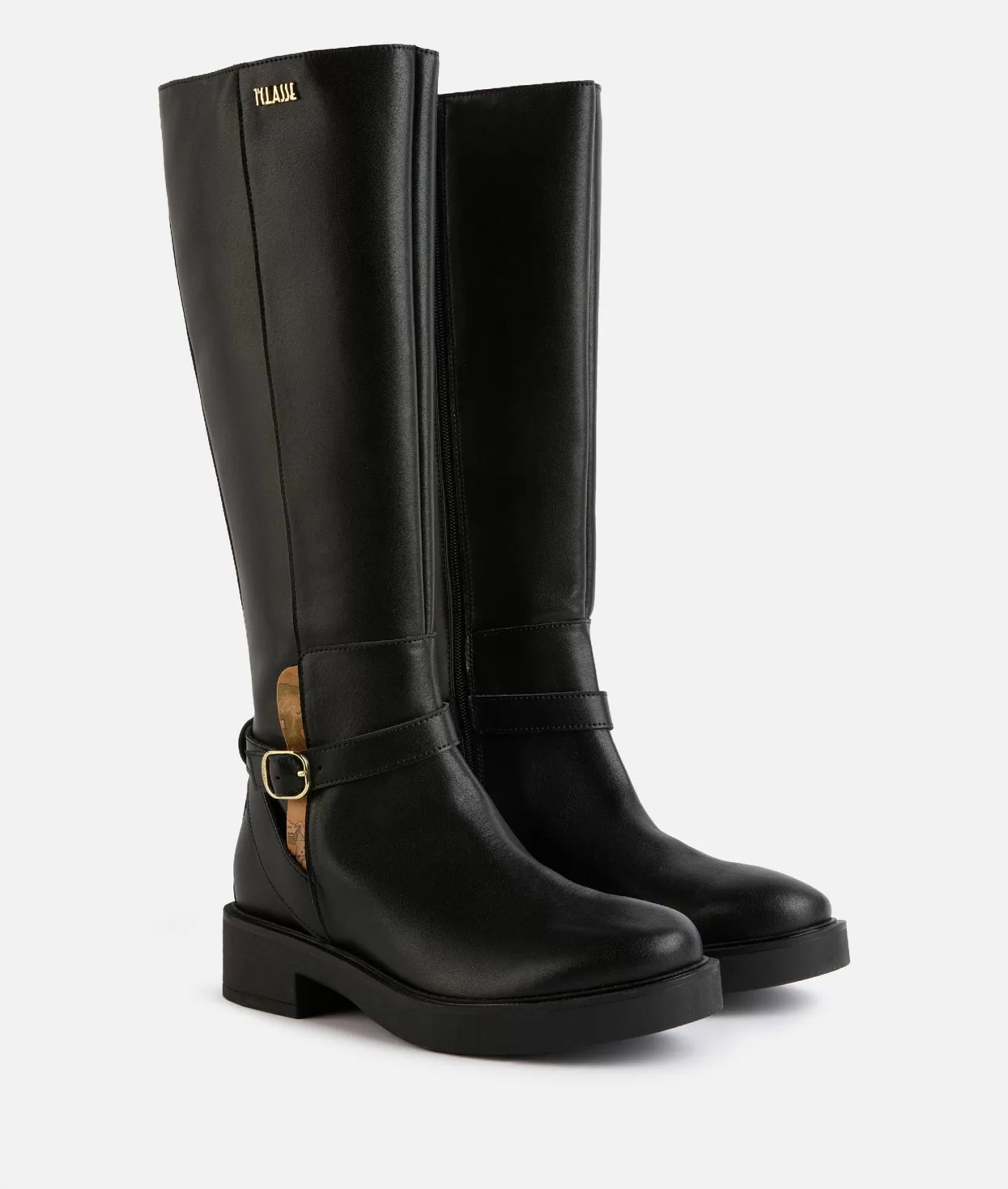 Alviero martini 1a classe Stivali in pelle liscia con cinturino Neri Shopping Online