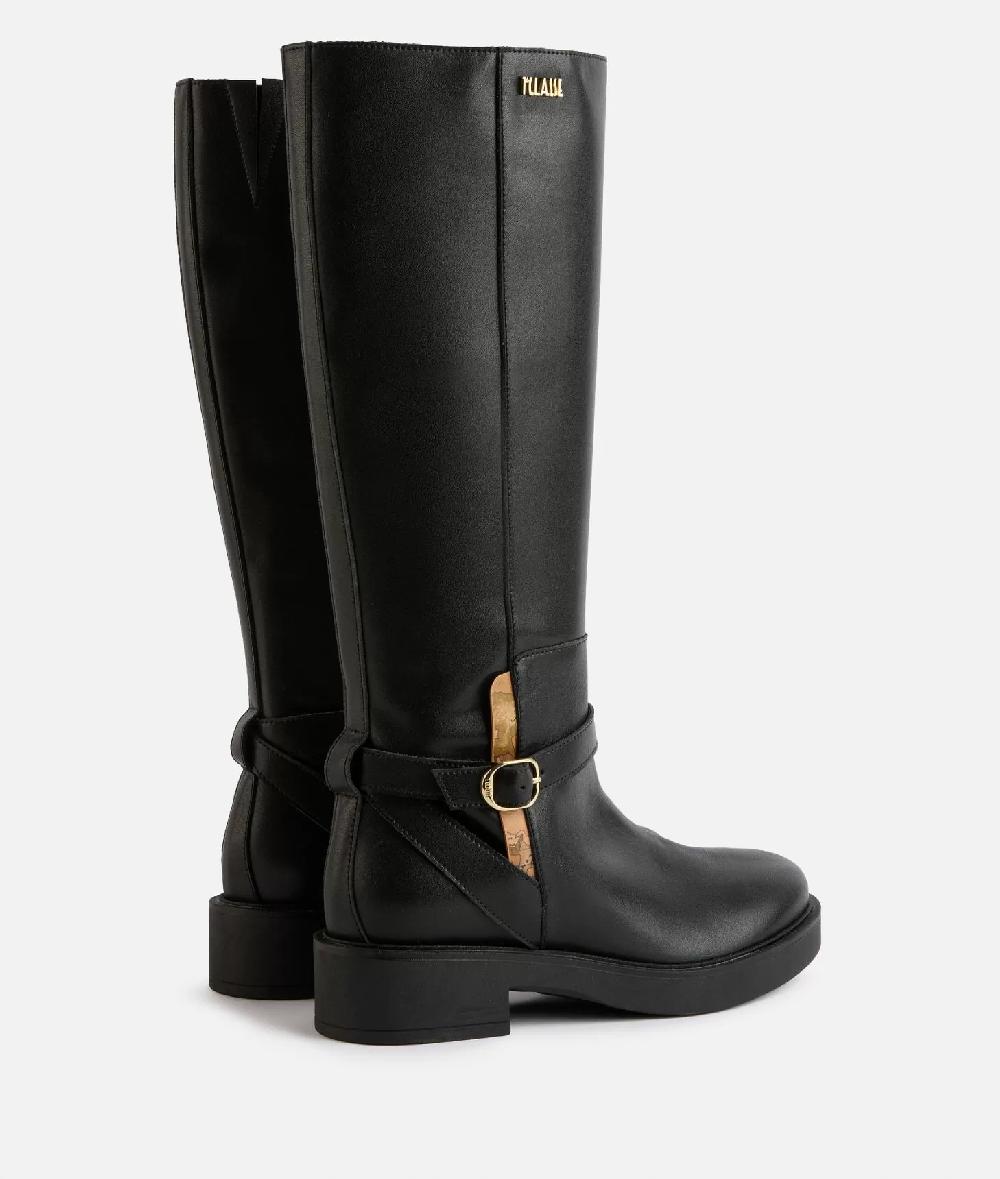 Alviero martini 1a classe Stivali in pelle liscia con cinturino Neri Shopping Online