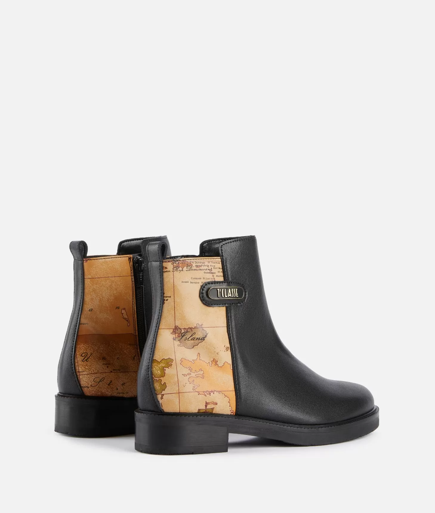 Alviero martini 1a classe Stivaletti beatles in pelle liscia con inserto Geo Classic Neri Outlet