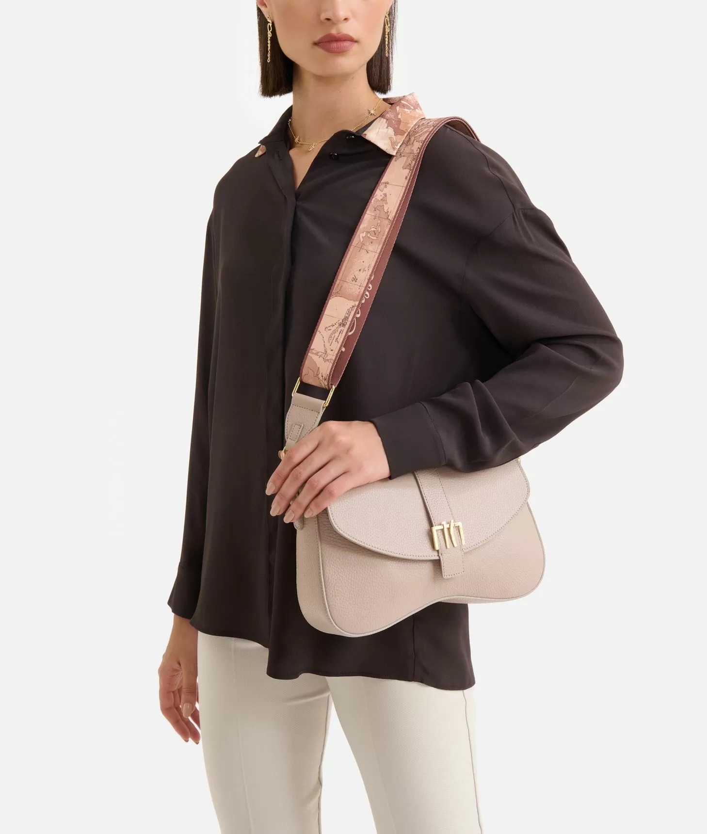 Alviero martini 1a classe Inspiring Bag tracolla con patta Taupe Chiaro Saldi Di Fabbrica