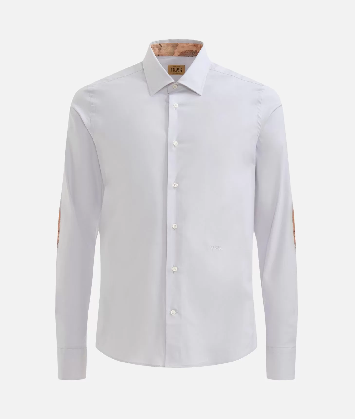 Alviero martini 1a classe Camicia super slim in cotone stretch con toppe Geo Classic Grigio Chiaro Nuova