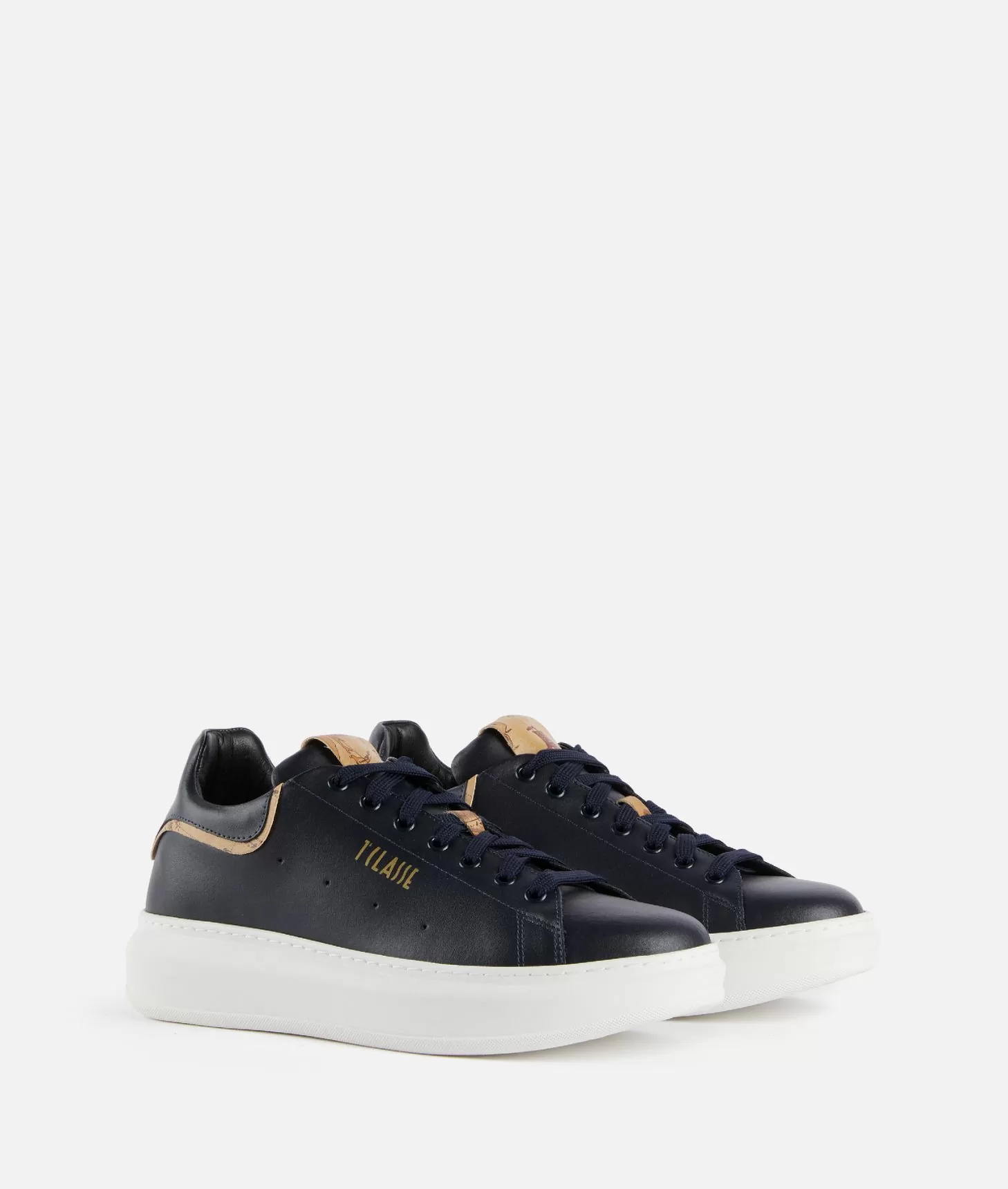 Alviero martini 1a classe Sneakers in pelle liscia con doppio logo 1ᴬ Classe Blu Scuro Promozione