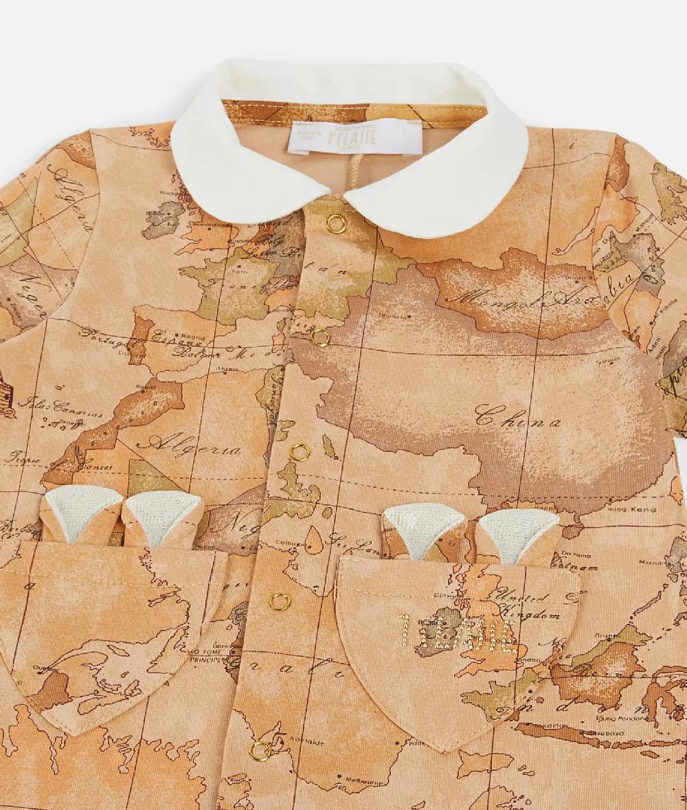 Alviero martini 1a classe Tutina in cotone coniglietto con tasche Geo Classic Saldi Di Fabbrica