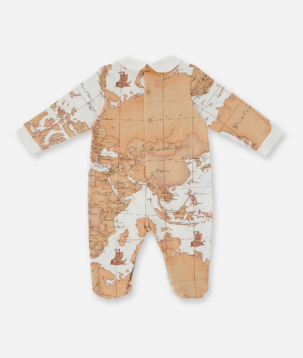 Alviero martini 1a classe Tutina in cotone con mappa Geo Classic Panna Promozione Limitata