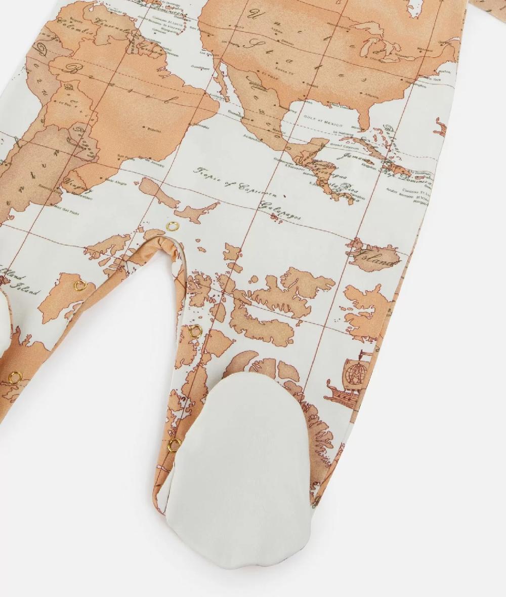 Alviero martini 1a classe Tutina in cotone con mappa Geo Classic Panna Promozione Limitata
