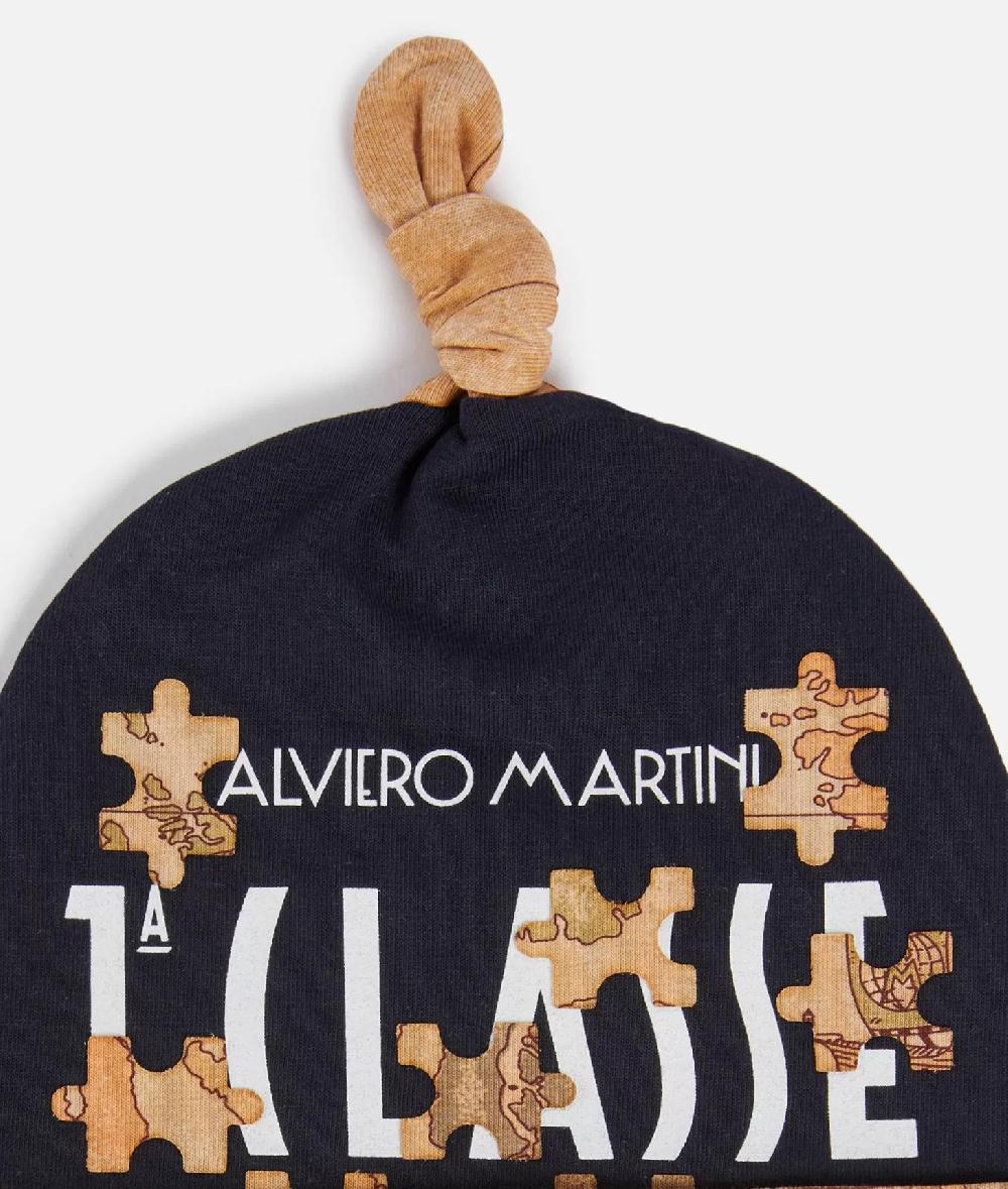 Alviero martini 1a classe Cappellino in cotone Geo Puzzle Blu Prezzo Ridotto
