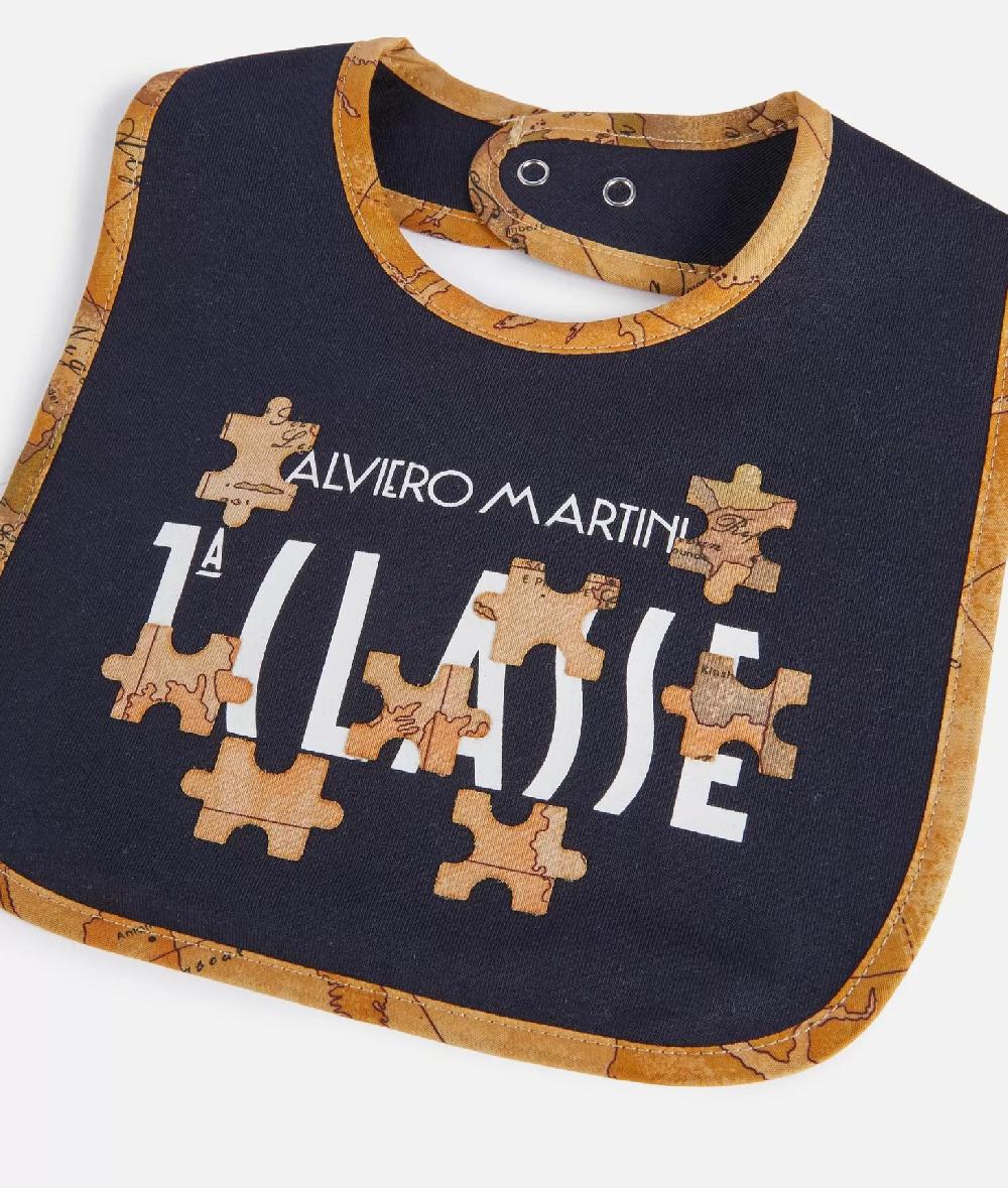 Alviero martini 1a classe Bavaglino in cotone Geo Puzzle Blu Presa