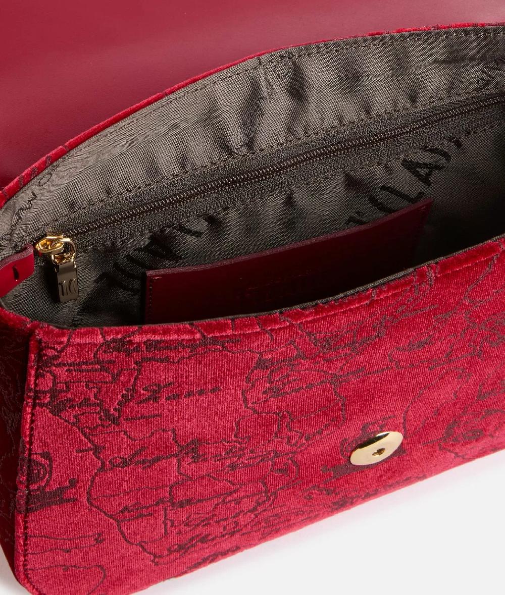Alviero martini 1a classe Moments Bag tracolla con patta e catena in velluto Geo Filetto Rossa Offerta migliore