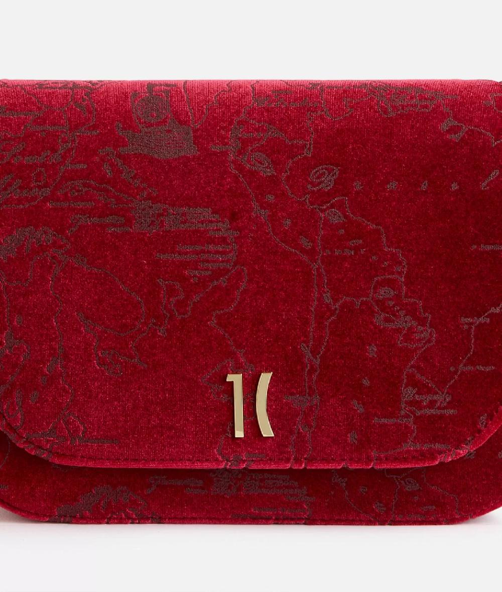 Alviero martini 1a classe Moments Bag tracolla con patta e catena in velluto Geo Filetto Rossa Offerta migliore