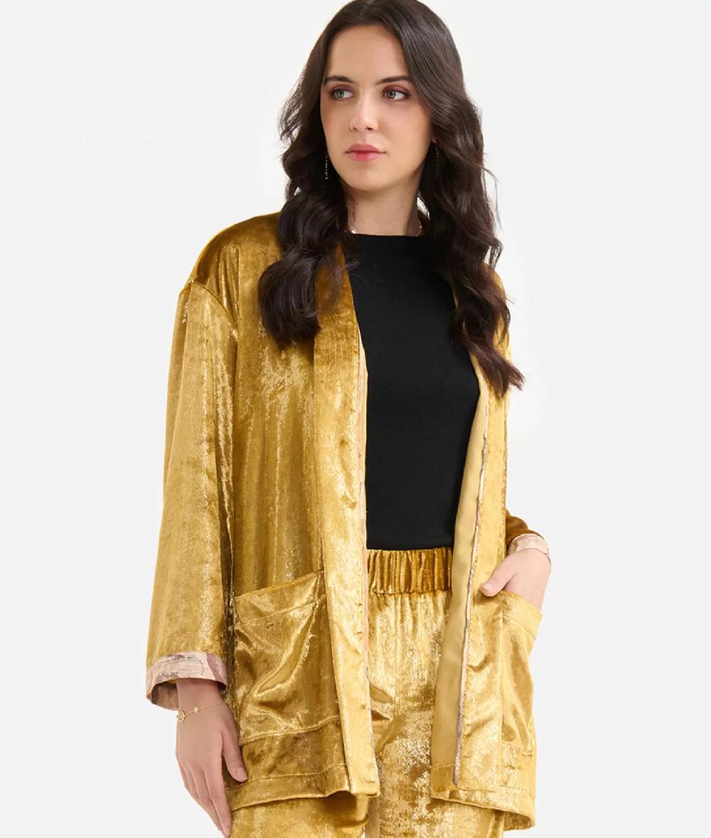 Alviero martini 1a classe Giacca kimono in velluto lurex special Oro Acquista Ora