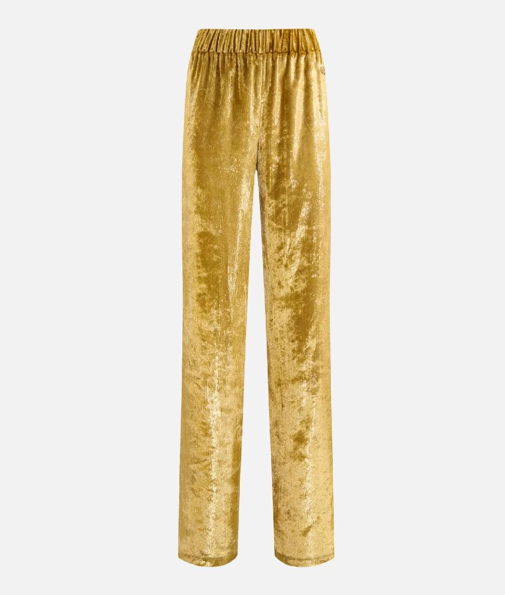 Alviero martini 1a classe Pantaloni palazzo in velluto lurex special Oro Consegna Veloce