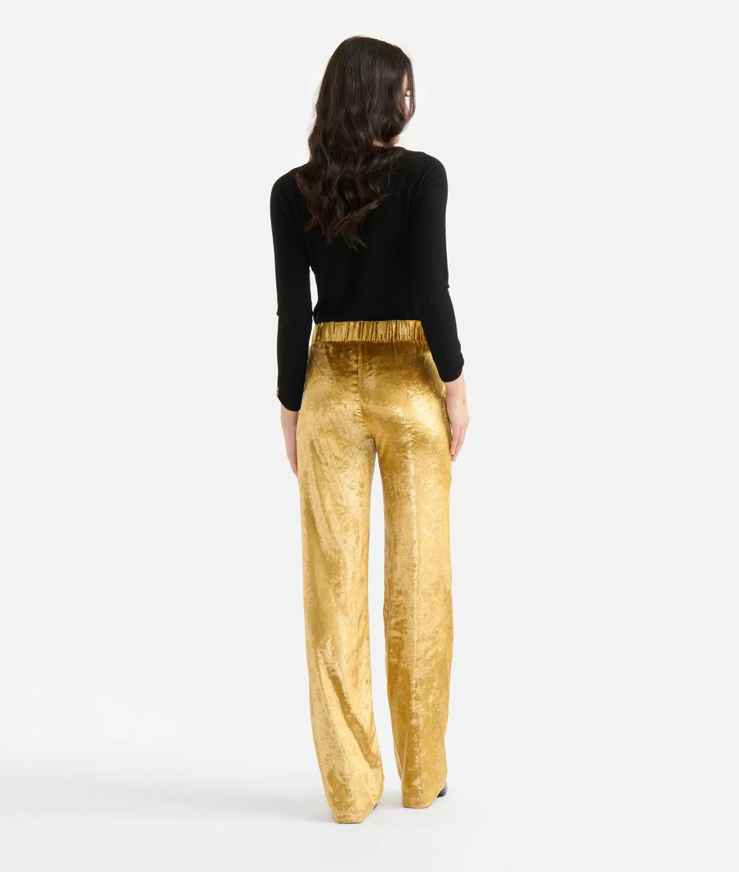 Alviero martini 1a classe Pantaloni palazzo in velluto lurex special Oro Consegna Veloce
