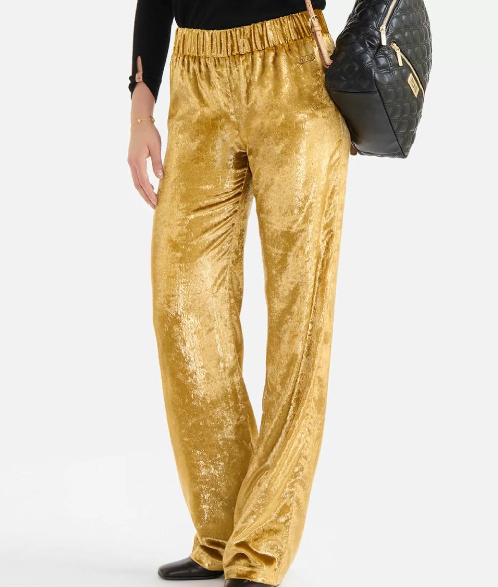 Alviero martini 1a classe Pantaloni palazzo in velluto lurex special Oro Consegna Veloce